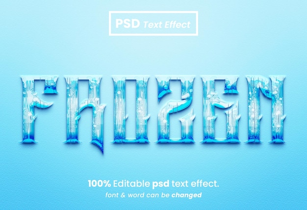 Effetto testo 3D liquido congelato invernale Effetto testo lucido