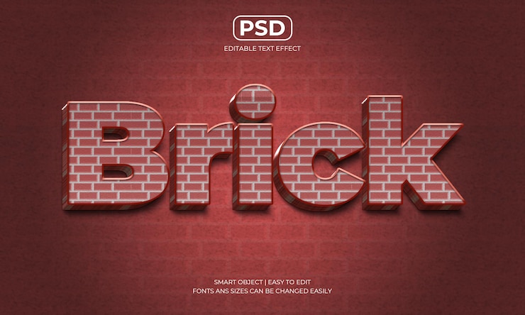 PSD effetto testo 3d modificabile in mattoni