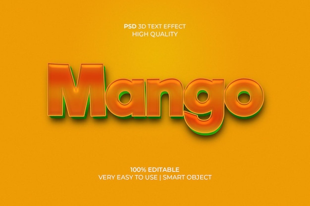 Effetto testo 3d modificabile Mango Psd Premium