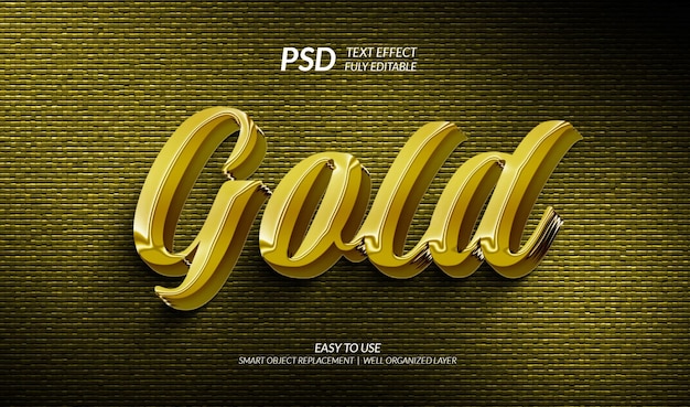 Effetto testo 3d oro con aspetto scintillante e modificabile