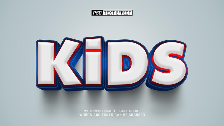 PSD effetto testo 3d per bambini