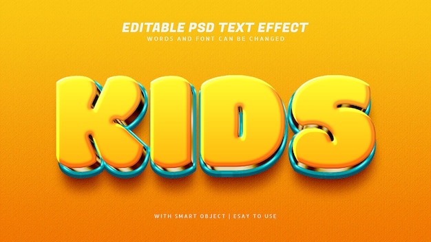 Effetto testo 3d per cartoni animati per bambini modificabile