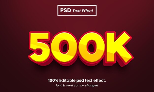 Effetto testo 500k Effetto testo psd premium modificabile 3d