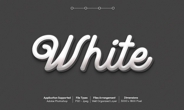 Effetto testo bianco con stile carattere 3d