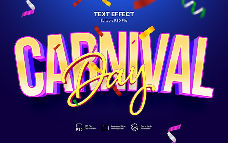PSD effetto testo carnevale