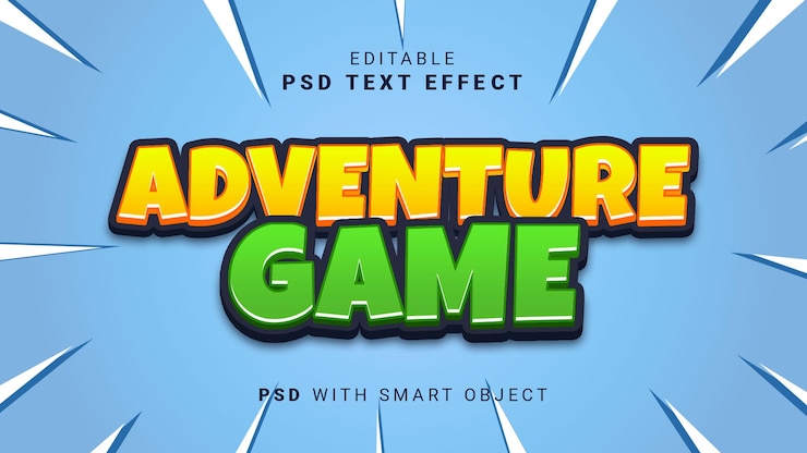 PSD effetto testo del gioco di avventura adventure