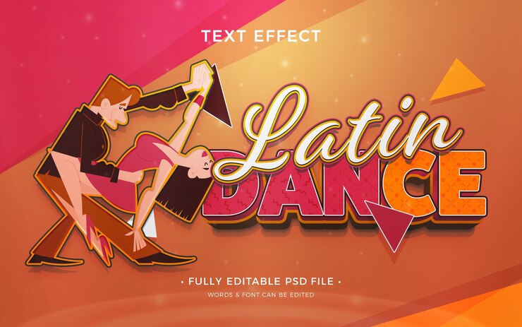 PSD effetto testo di danza latina
