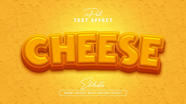 Effetto testo di formaggio modificabile 3d