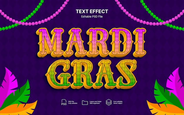 Effetto testo di Mardi Gras