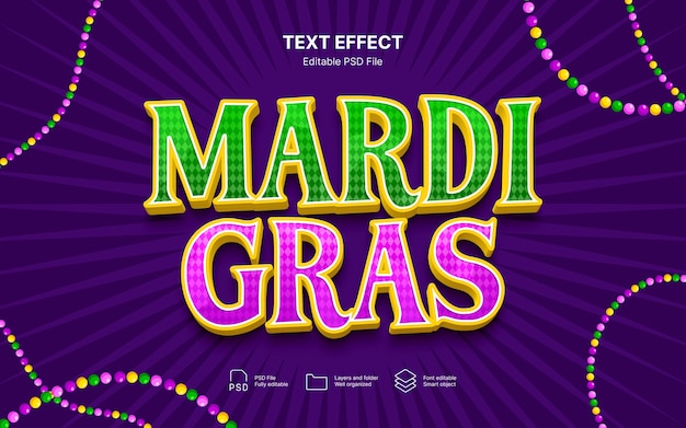 Effetto testo di Mardi Gras