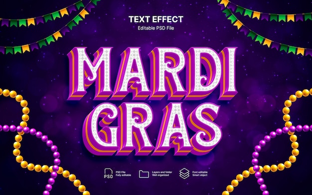 Effetto testo di Mardi Gras