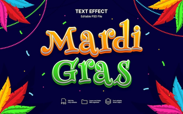 Effetto testo di Mardi Gras