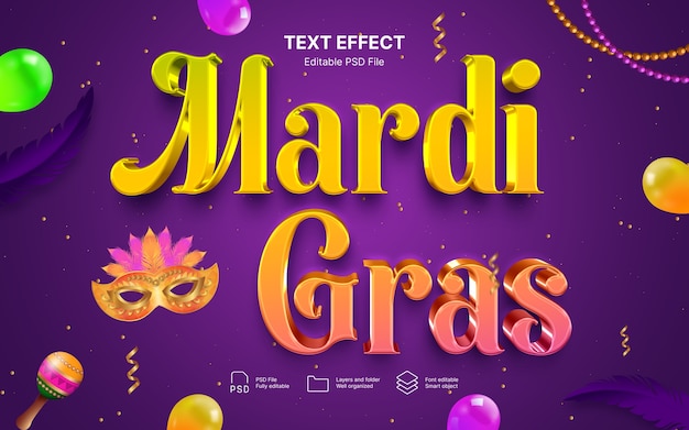 Effetto testo di Mardi Gras
