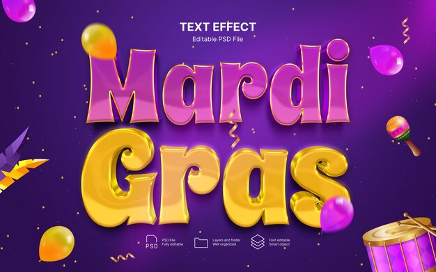 Effetto testo di Mardi Gras