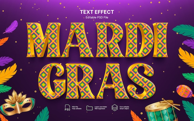 Effetto testo di Mardi Gras