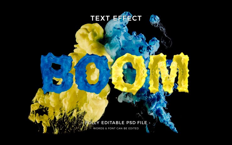 PSD effetto testo esplosione di colori