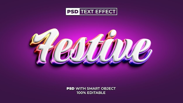 Effetto testo festivo stile 3d colorato Effetto testo modificabile