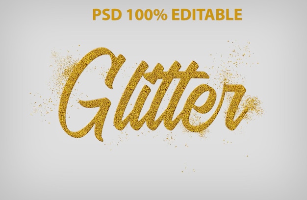 Effetto testo glitter dorato PSD