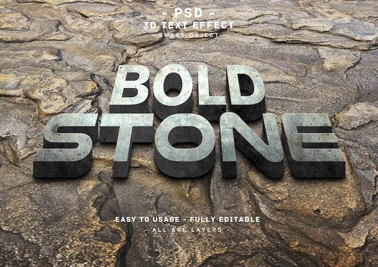 PSD effetto testo in pietra 3d stile audace