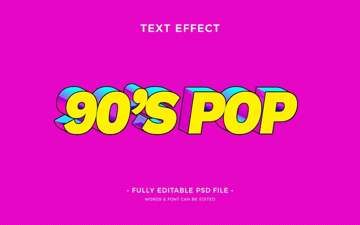 PSD effetto testo in stile anni '90