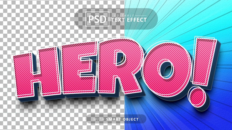 Effetto testo in stile fumetto eroe modificabile