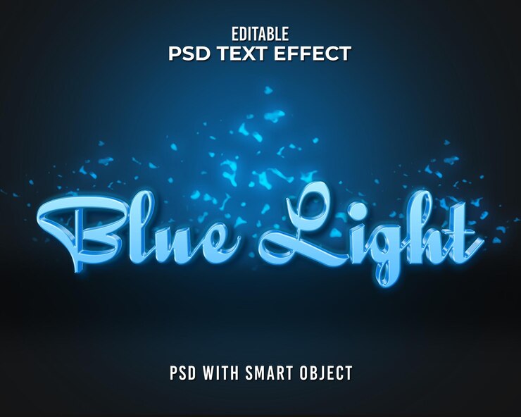PSD effetto testo luce blu