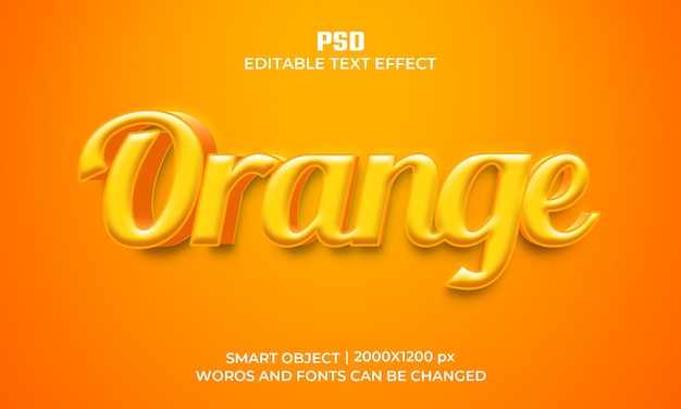 Effetto testo modificabile 3d arancione