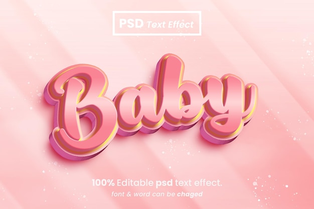 Effetto testo modificabile 3D baby rosa