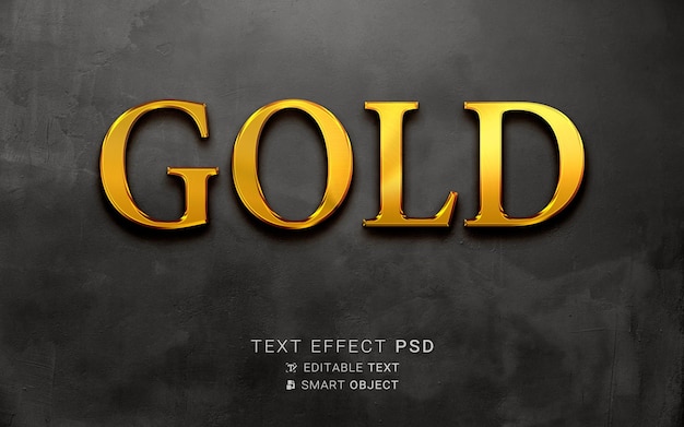 Effetto testo modificabile 3D color oro PSD premium