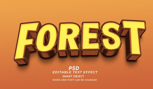 Effetto testo modificabile 3d foresta Stile PSD Photoshop
