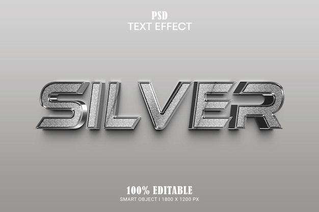 Effetto testo modificabile argento PSD premium