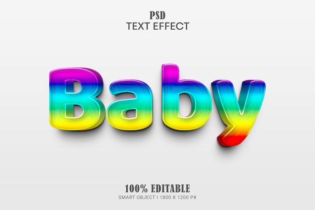 Effetto testo modificabile BABY colorato PSD premium