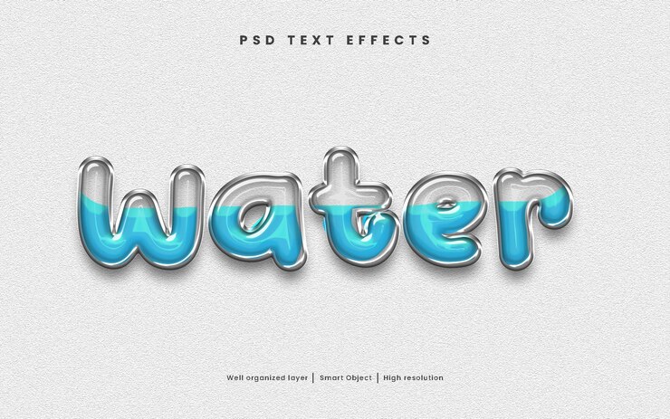 Effetto testo modificabile bicchiere d'acqua