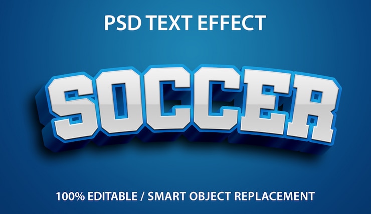 Effetto testo modificabile Blue Soccer