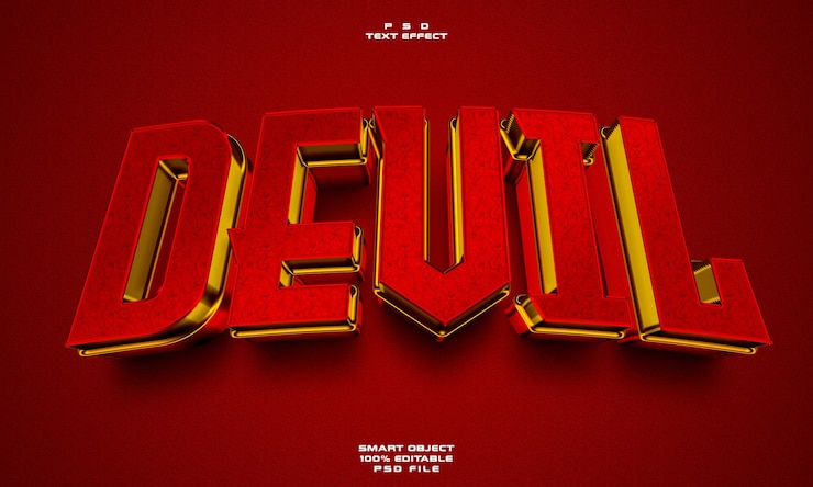 PSD effetto testo modificabile devil 3d