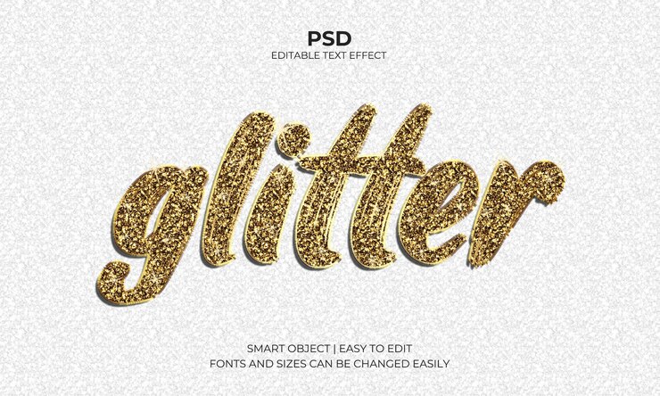 PSD effetto testo modificabile glitter