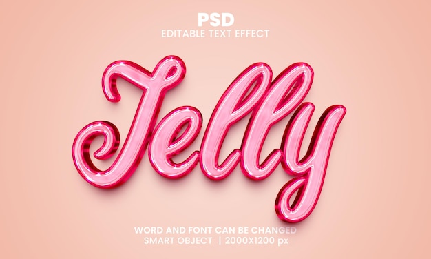 Effetto testo modificabile Jelly 3d Psd Premium con sfondo