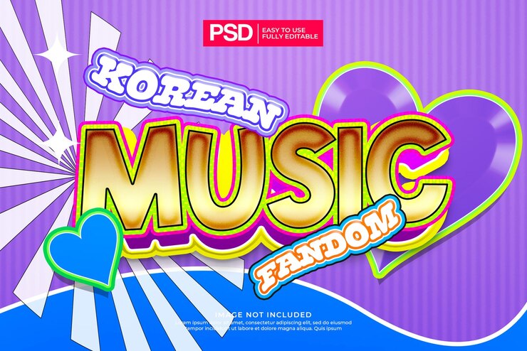 PSD effetto testo musica kpop