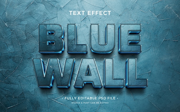 Effetto testo parete strutturata blu