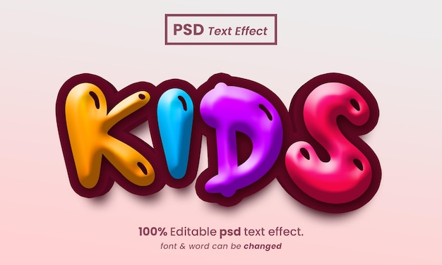 Effetto testo per bambini modificabile in 3d multicolore