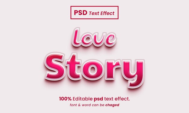 Effetto testo psd modificabile 3d premium storia d'amore