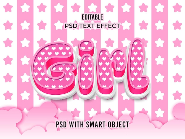 Effetto testo ragazza rosa 3D