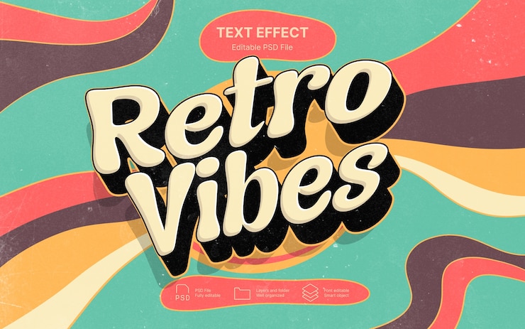 PSD effetto testo retro vibrazioni