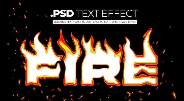 PSD effetto testo scintille di fuoco