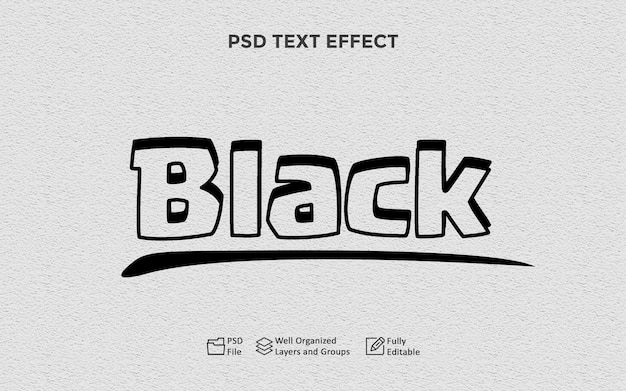 effetto testo scritto a mano nero con ombra
