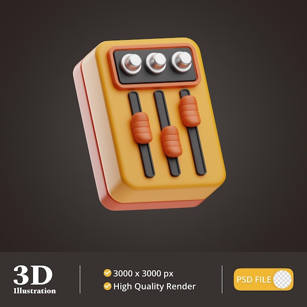 PSD Égaliseur d'objet musical illustration 3d