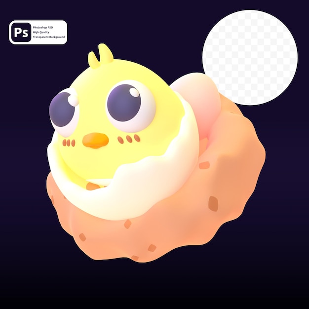 Egg Chick nel rendering 3d per la presentazione web di risorse grafiche o altro