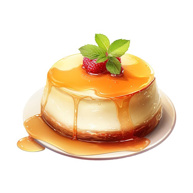 PSD eggnog flan foods ilustração estilo aquarela gerado por ia