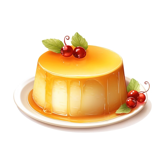 PSD eggnog flan foods ilustração estilo aquarela gerado por ia