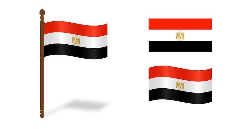 PSD egypt national flag illustration waving and flat design styles